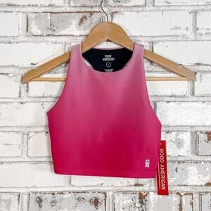 Good American Bold Pink Ombré Longline Racerback Sports Bra XS